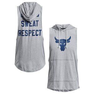 $50 UNDER ARMOUR PROJECT ROCK BSR BULL SLEEVELESS HOODIE 1376939-035 STEEL M
